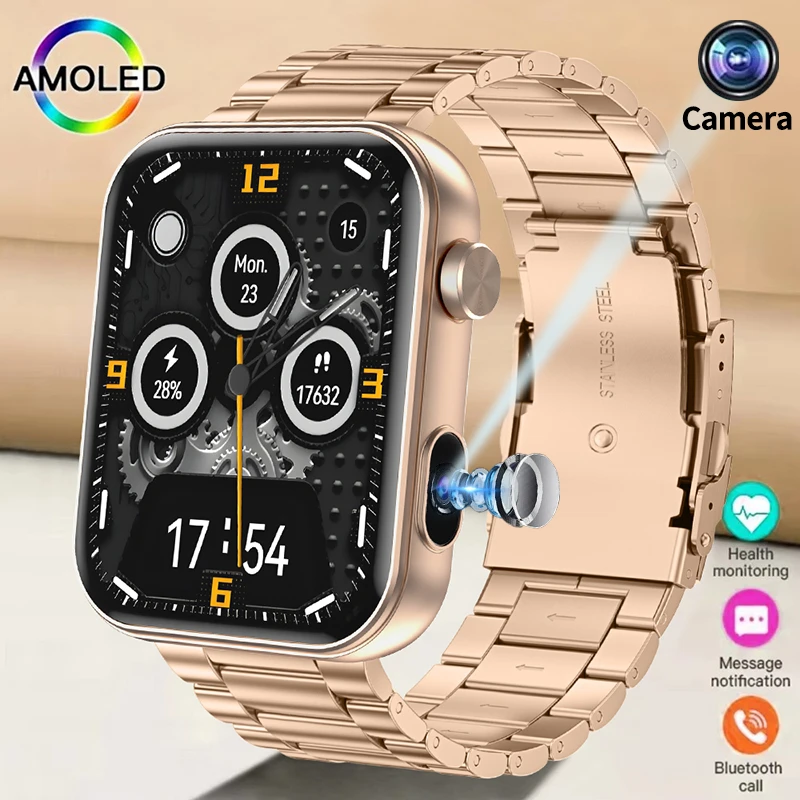 

New Smart Watch with Camera Take Photo Local Music 512M Heart Rate Monitor Men Sport Fitness Waterproof BT Call Smartwatch Women