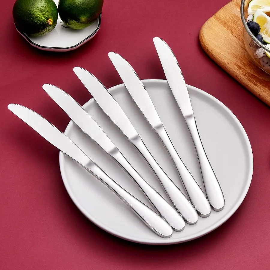 8-delige roestvrijstalen tafelmessenset voor eetkamer 9,1 inch lange bestekset met elegant ontwerp en duurzame constructie I