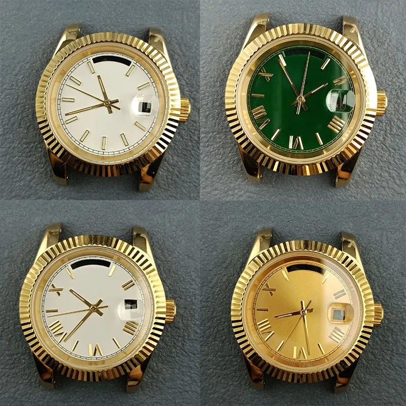 

40mm 8285 movement Watch Gold case 316L stainless steel sapphire cover 10BAR waterproof custom DIY automatic watch dial case