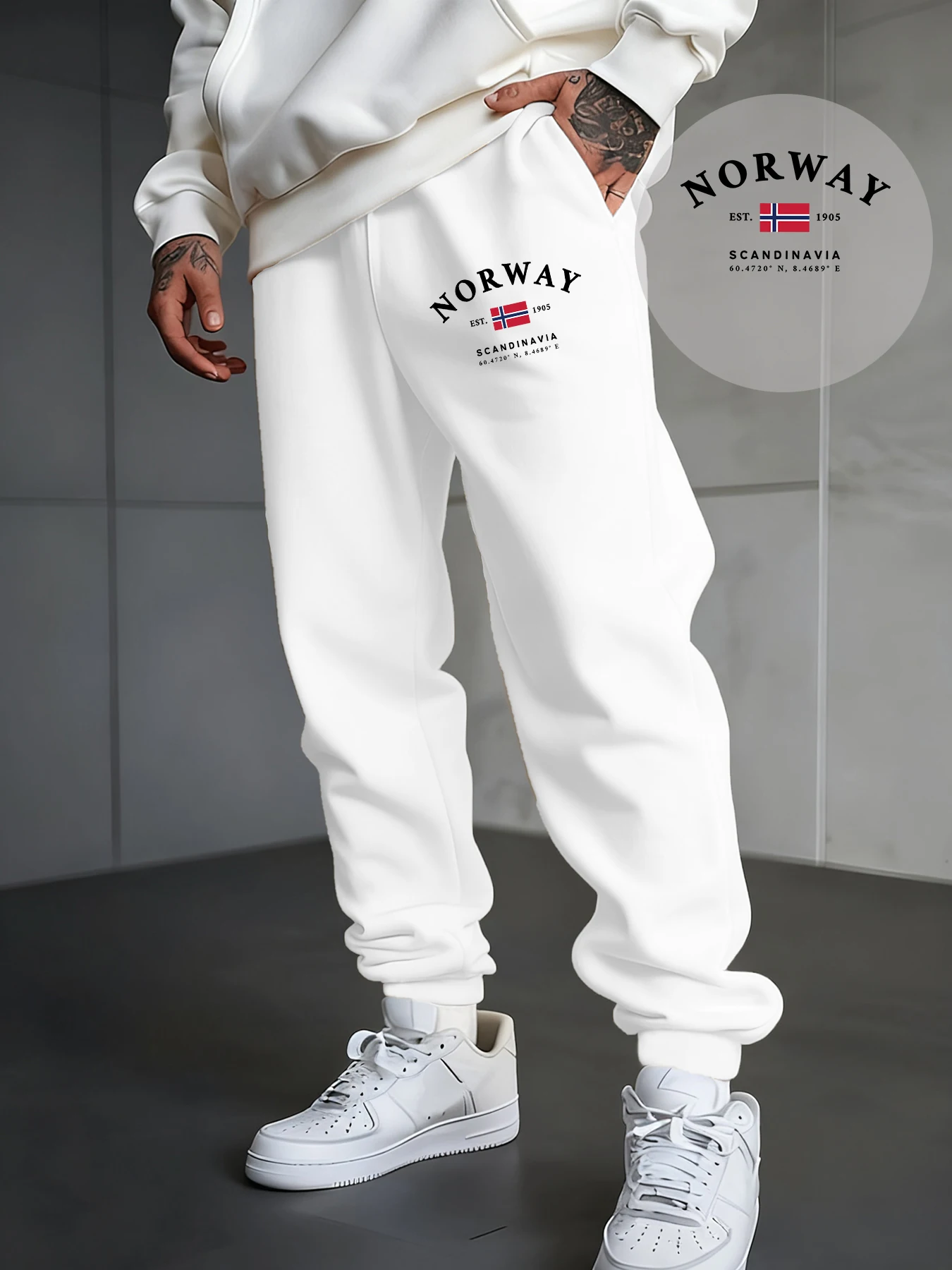 

Norway Sandinavia Letter And Flag Print Mens Sweatpant Hip Hop Casual Man Long Pant Fleece Trousers Pocket Autumn Jogging Pants
