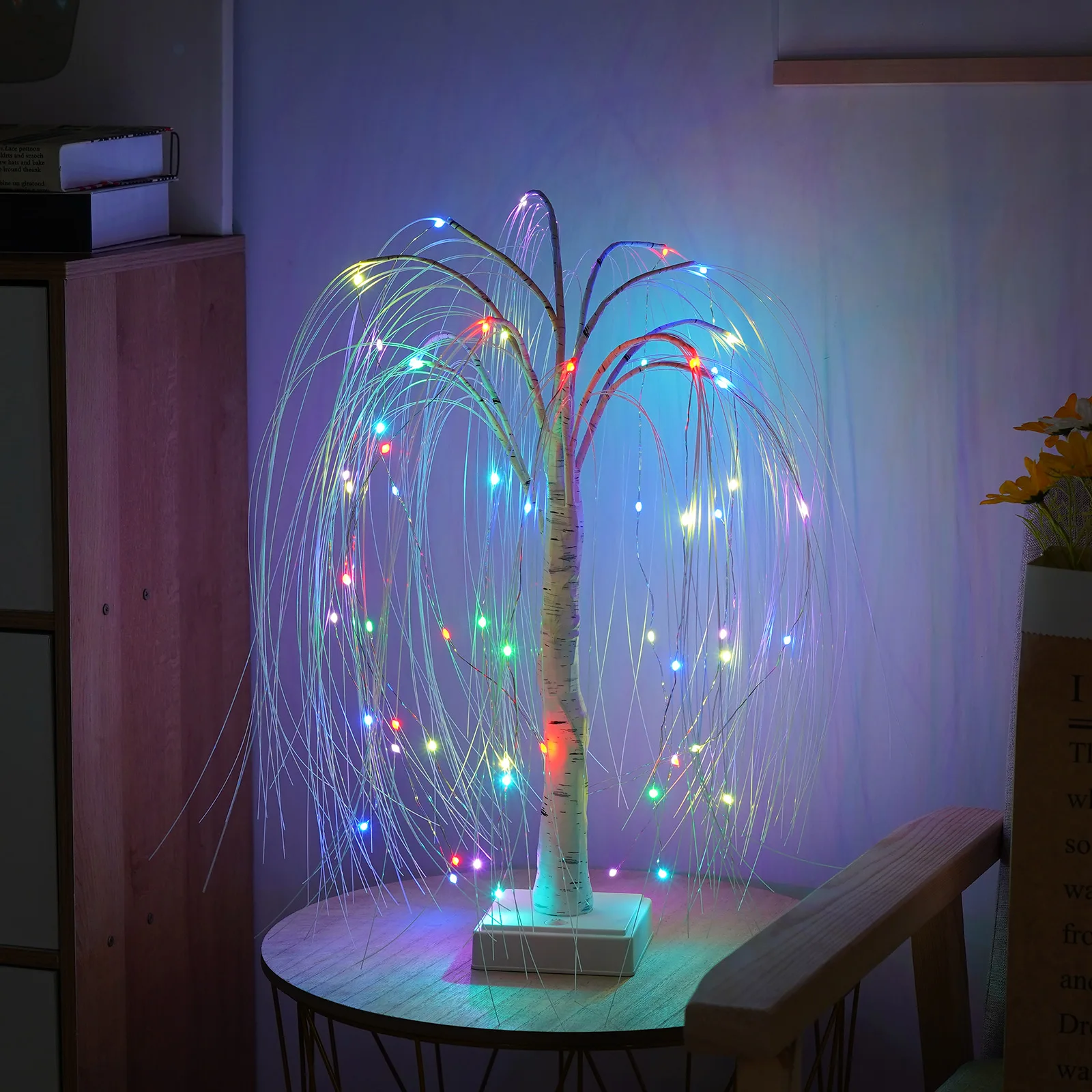18 Colors Rose Flower Tree Lamp Remote LED Night Light USB/Battery Powered Table Desk Decor Wedding Christmas Gift for Women Mom