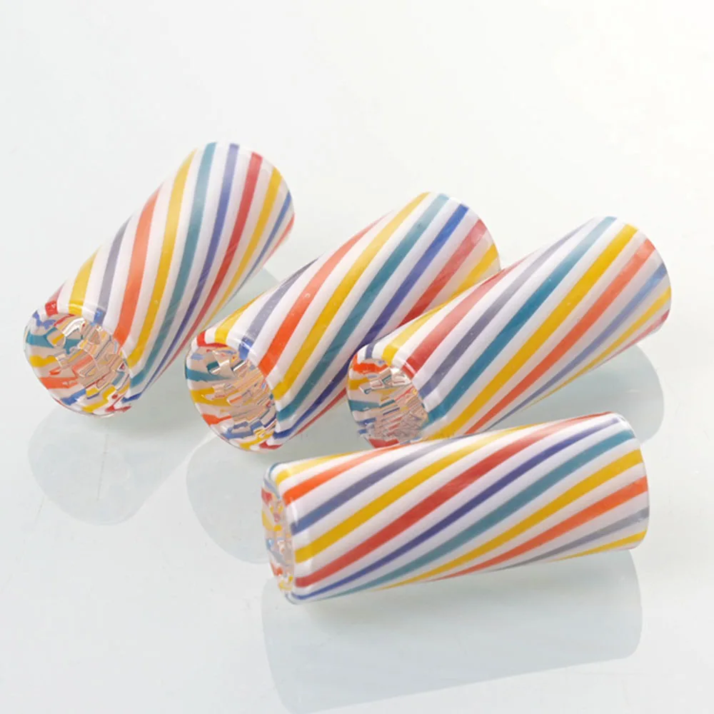 5Pcs 12mm H30mm Colorful Glass Cigaret Pipe Filter Tips Round Mouth for Dry Herb Tobacco Rolling Drip With 7 Holes