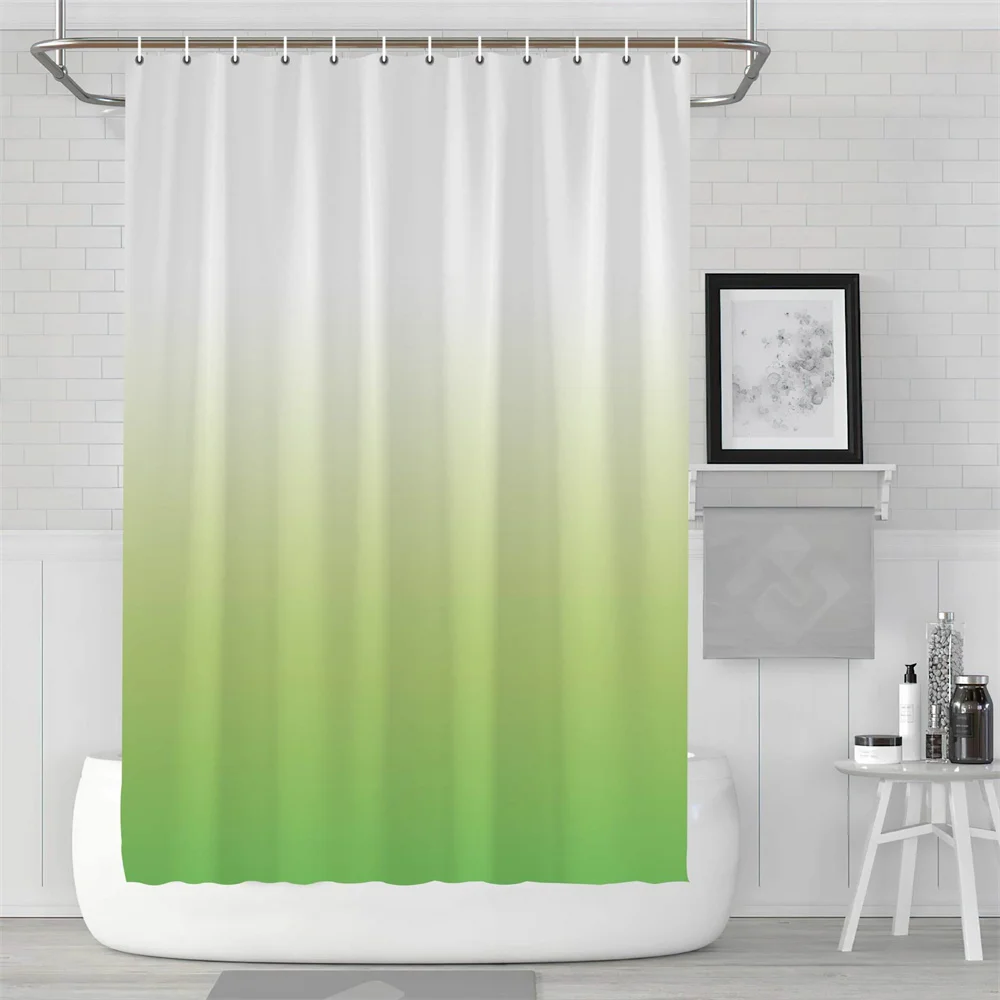 Blue Green Gradient Bathroom Curtain Simple Black Shower Curtain Bathroom Polyester Waterproof Fabric Trim Hooks Shower Curtain