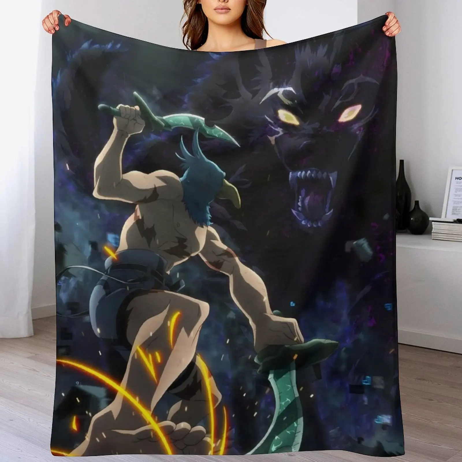 

Shangri La Frontier - Fighting with Wolf Throw Blanket Thins Cute Plaid Luxury Designer Blankets For Baby Blankets