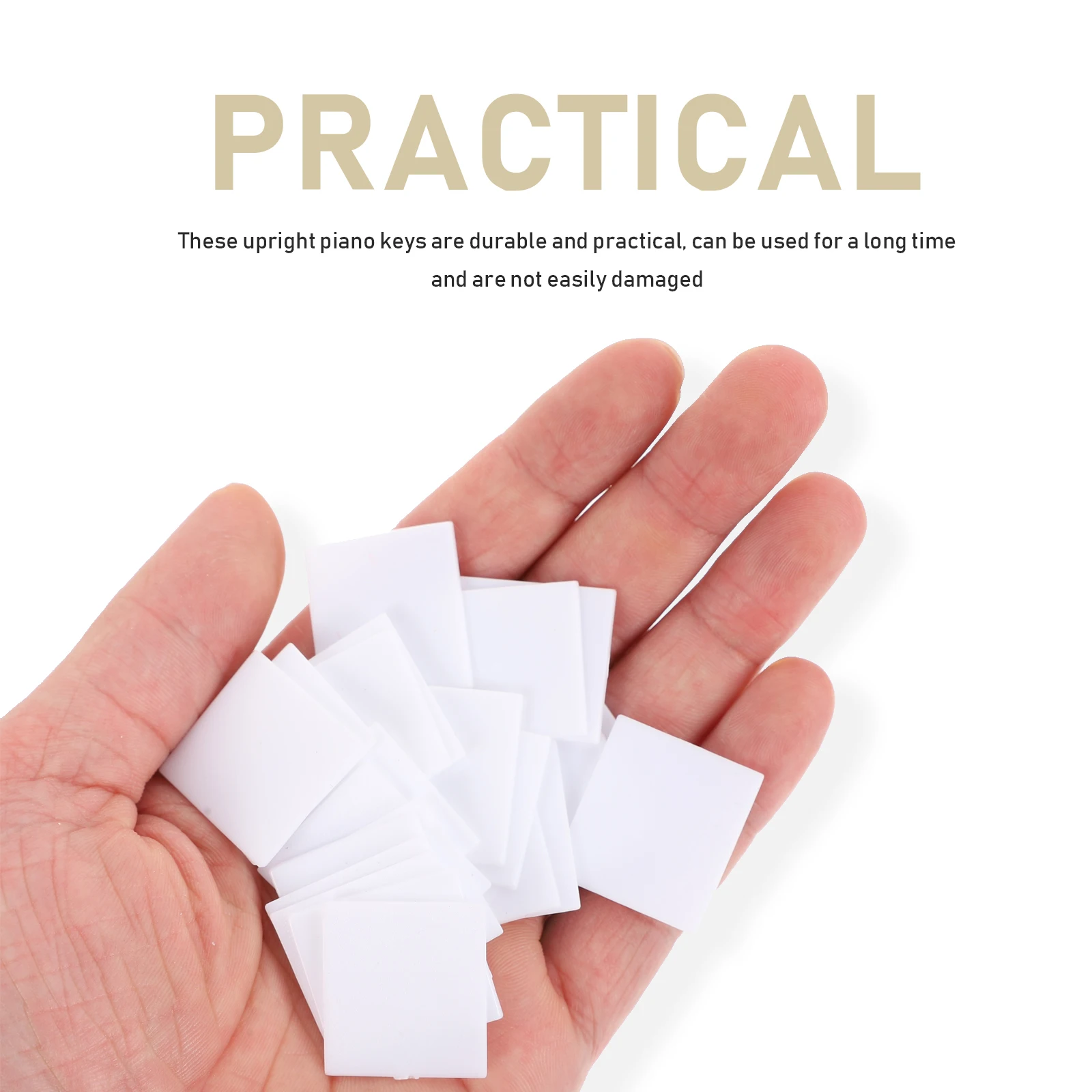 

52pcs White Small Square Plastic Replacement Keys for Upright Piano Keyboard Durable Practical Accessories