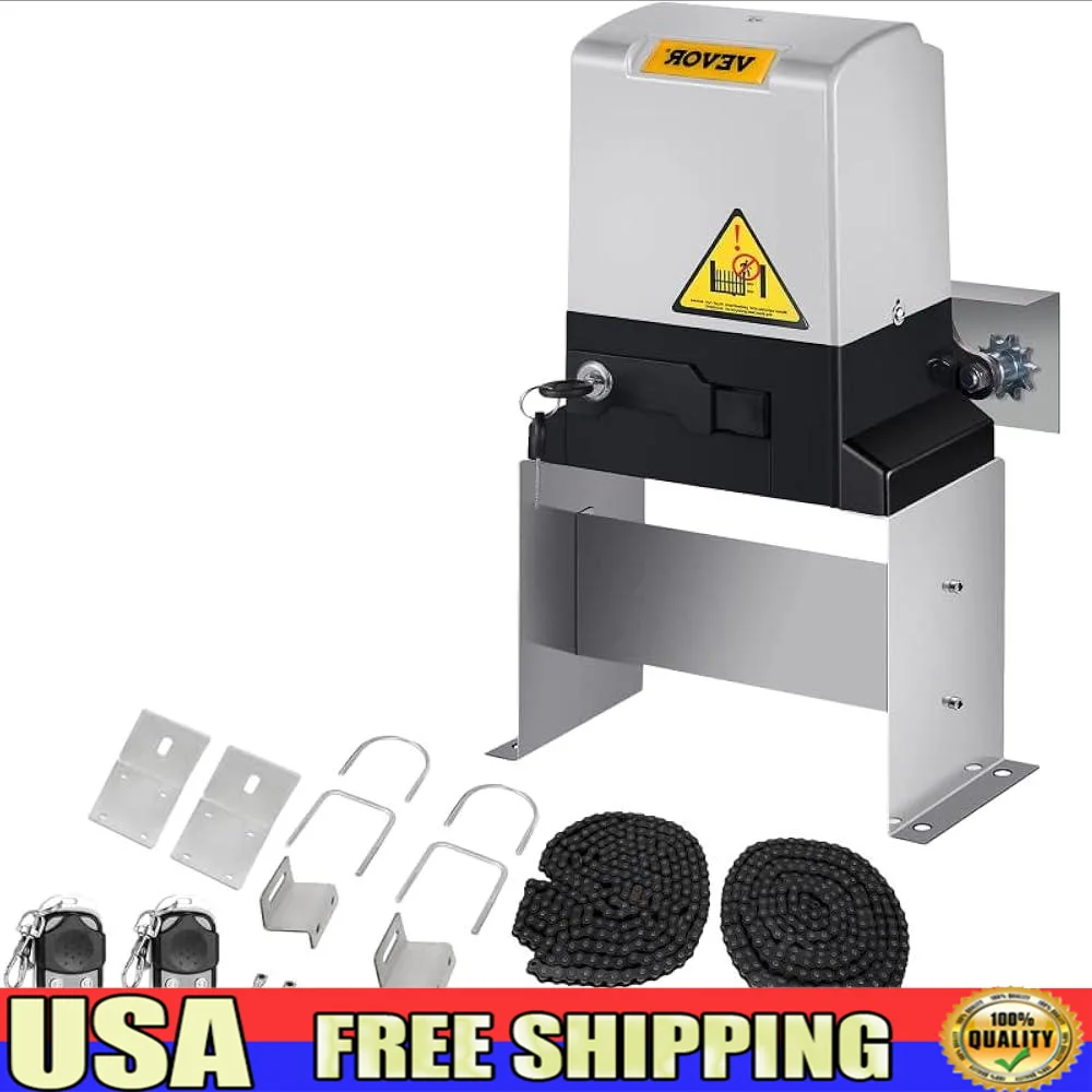 

Sliding Gate Opener AC1400 3100lbs Electric Operator 500W Motor 43ft/min with 2 Remotes Easy Installation