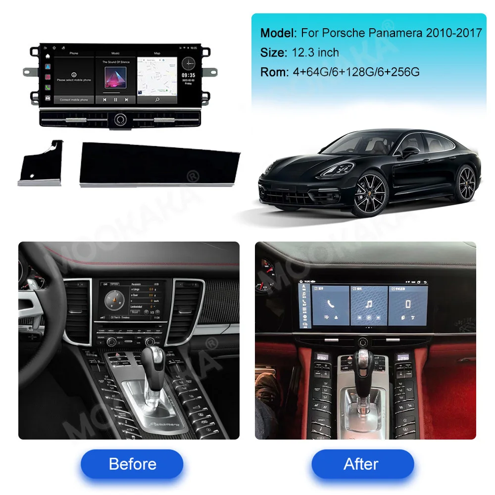 

12,3-дюймовый автомобильный радиоприемник для Porsche Panamera 2010-2017 с Android Auto, GPS-навигацией, мультимедиа, видео и стереосистемой