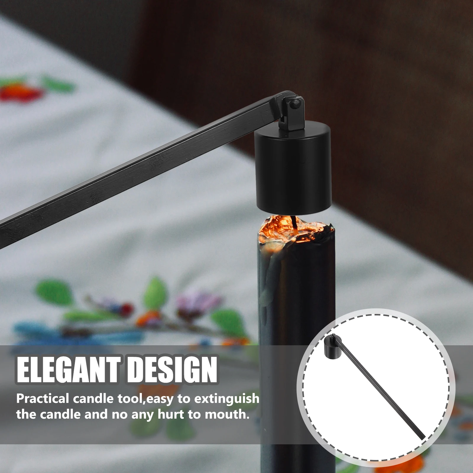 أداة Snuffer من الحديد الأسود مصقولة للغاية لإطفاء الشموع بأمان للاستخدام في ديكور المنزل لحفلات الزفاف