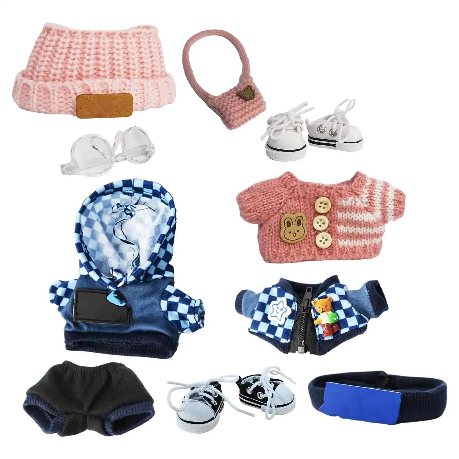 

Одежда для кукол, комплект одежды для кукол для девочек, игрушечная модная обувь, шляпа, ожерелье, очки, наряд для мальчиков и девочек, дети ясельного возраста