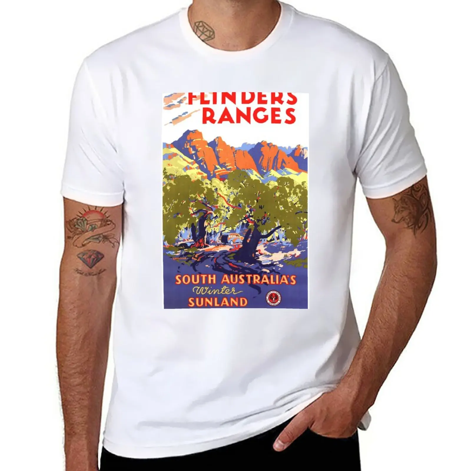 New Flinders Ranges Vintage Travel Poster T-Shirt funny t shirts sweat shirts Short t-shirt mens graphic t-shirts pack