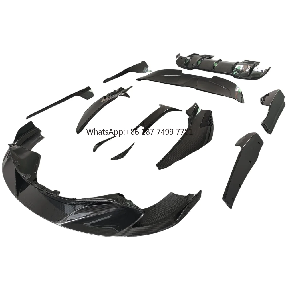 For Upgrade . 720S Ry Style Carbon Fiber Front and Rear Lips, Side Skirts, Rear Wing, Mudguard, Hood and Other Body Kits