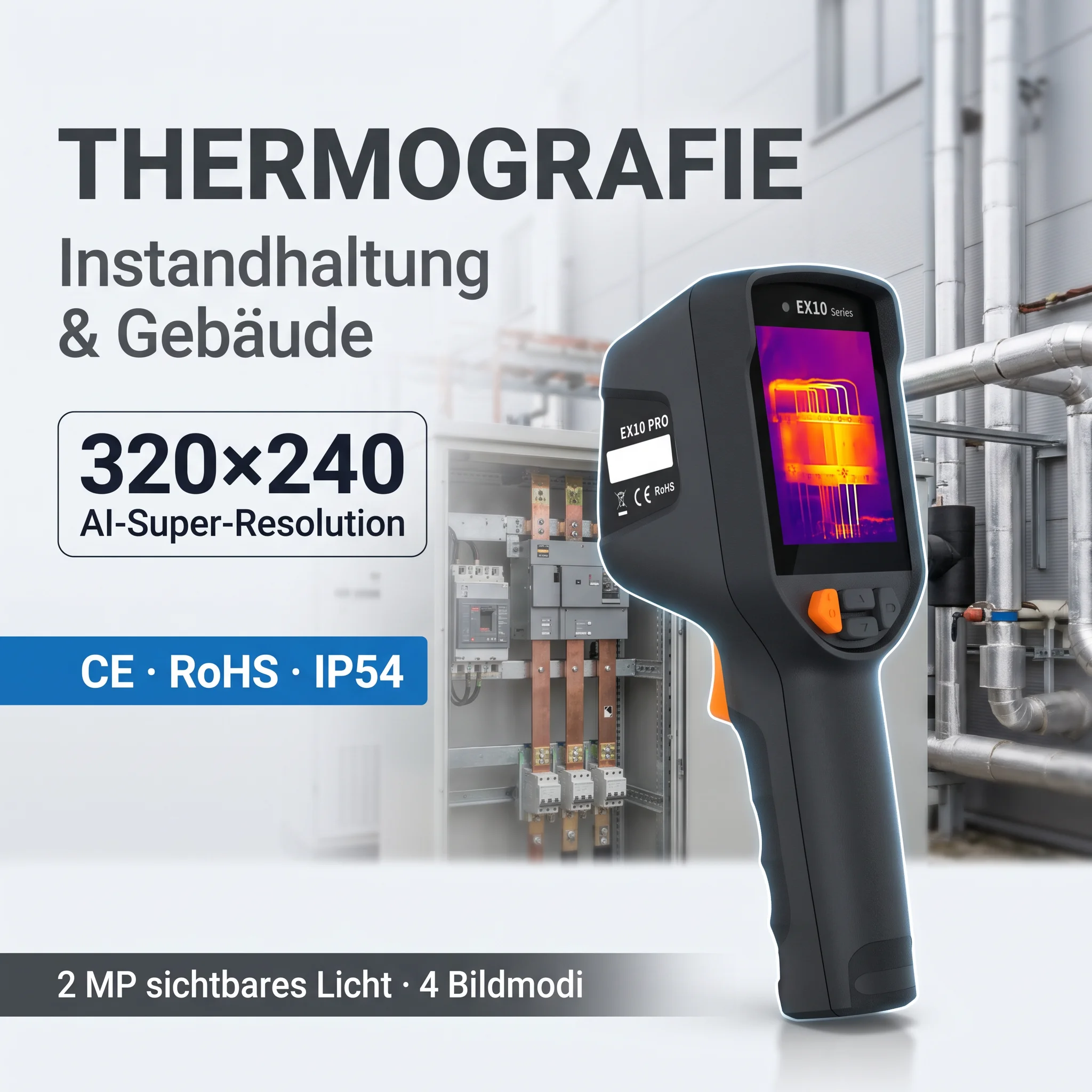 EX10 Pro Thermal Camera CE & RoHS Certified, Temperature Difference Analysis for Electrical Maintenance, 25Hz, Raythink