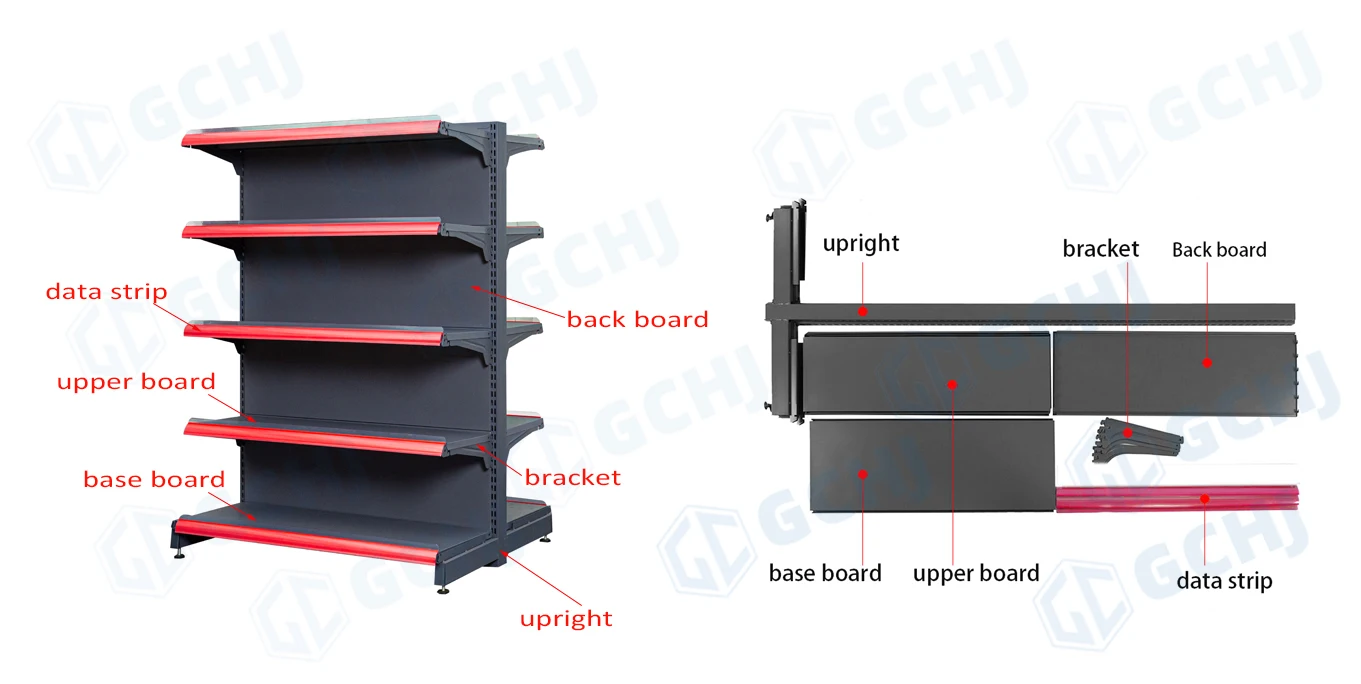 Supermarket Retail Store Open Car Shelf Double Sided Shelf Supermarket Display Shelf