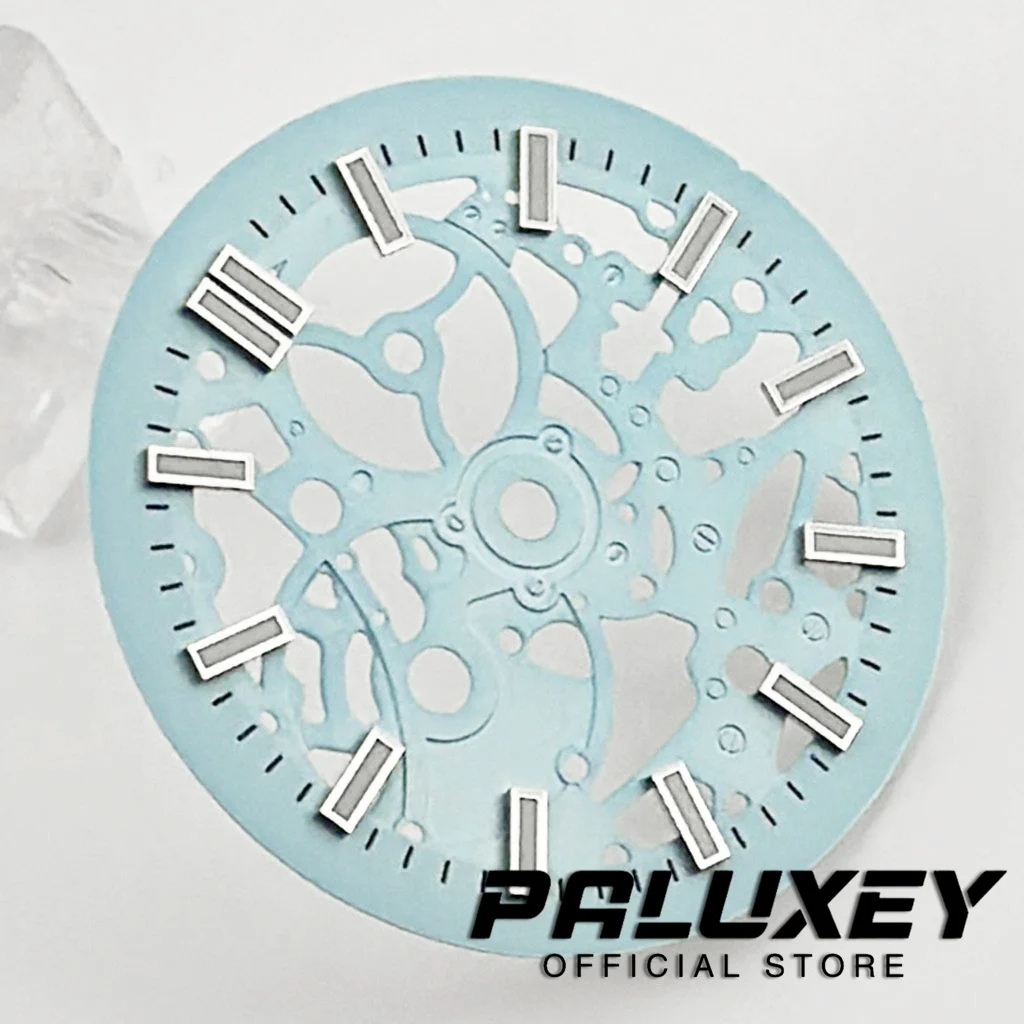 NH70 29.5mm Hollow skeleton dial Black blue green white dial green luminous suitable for NH70 NH72 movement