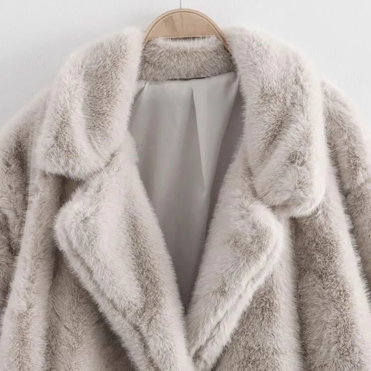 JNLEAOG Women's Long Coat Fake Fur Effect Autumn New Sle Loose Fit European Sle Faionable Ladies' Clothing