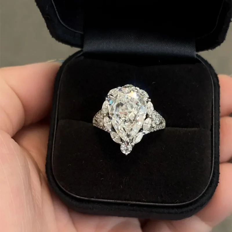 

Кольцо с бриллиантом в лаборатории капли воды, 100% настоящее серебро 925 пробы, вечерние обручальные кольца для женщин, свадебные обручальные украшения, подарок