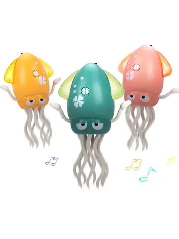 Electronic Dancing Squid Toys with Light&Music Funny Induction Lying Flat Squid Toddler Interactive Development Tummy Time Gifts
