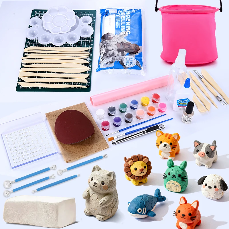 Air Dry Clay Kit Ultra Light Soft & Non-Sticky Modeling Clay Magic Clay with Sculpting Tools & Accessories for Arts Crafts Gift