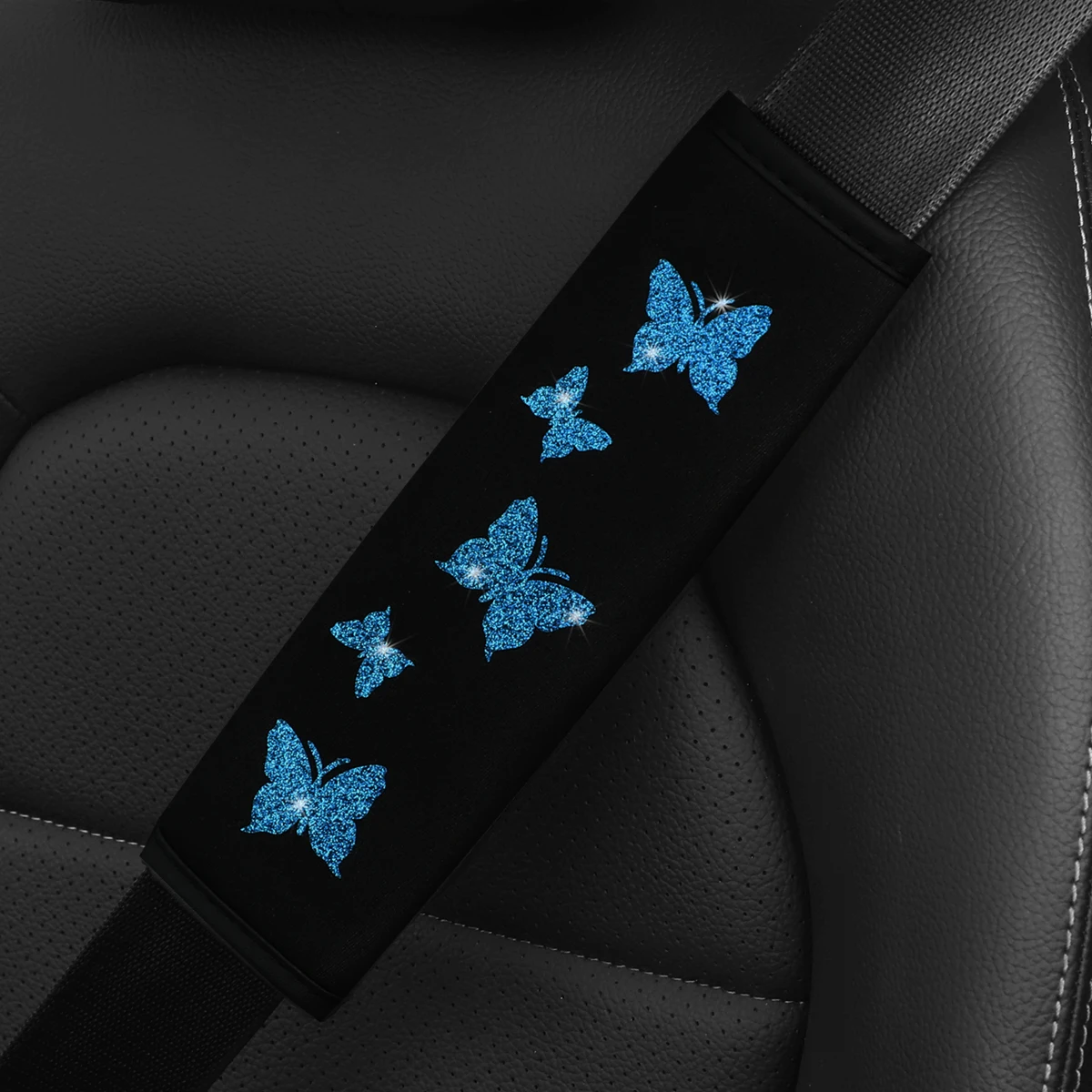 1 Glitter Pink Butterfly Blingling Fabric Automotive Supplies Seat Belt Shoulder Cover Comfortable Anti-tightening Safety Belt view 6