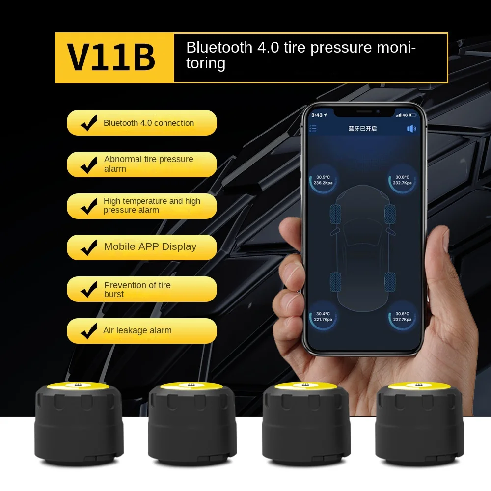 Automobile tire pressure monitor external universal tire detector Wireless Bluetooth intelligent high-precision pressure monitor