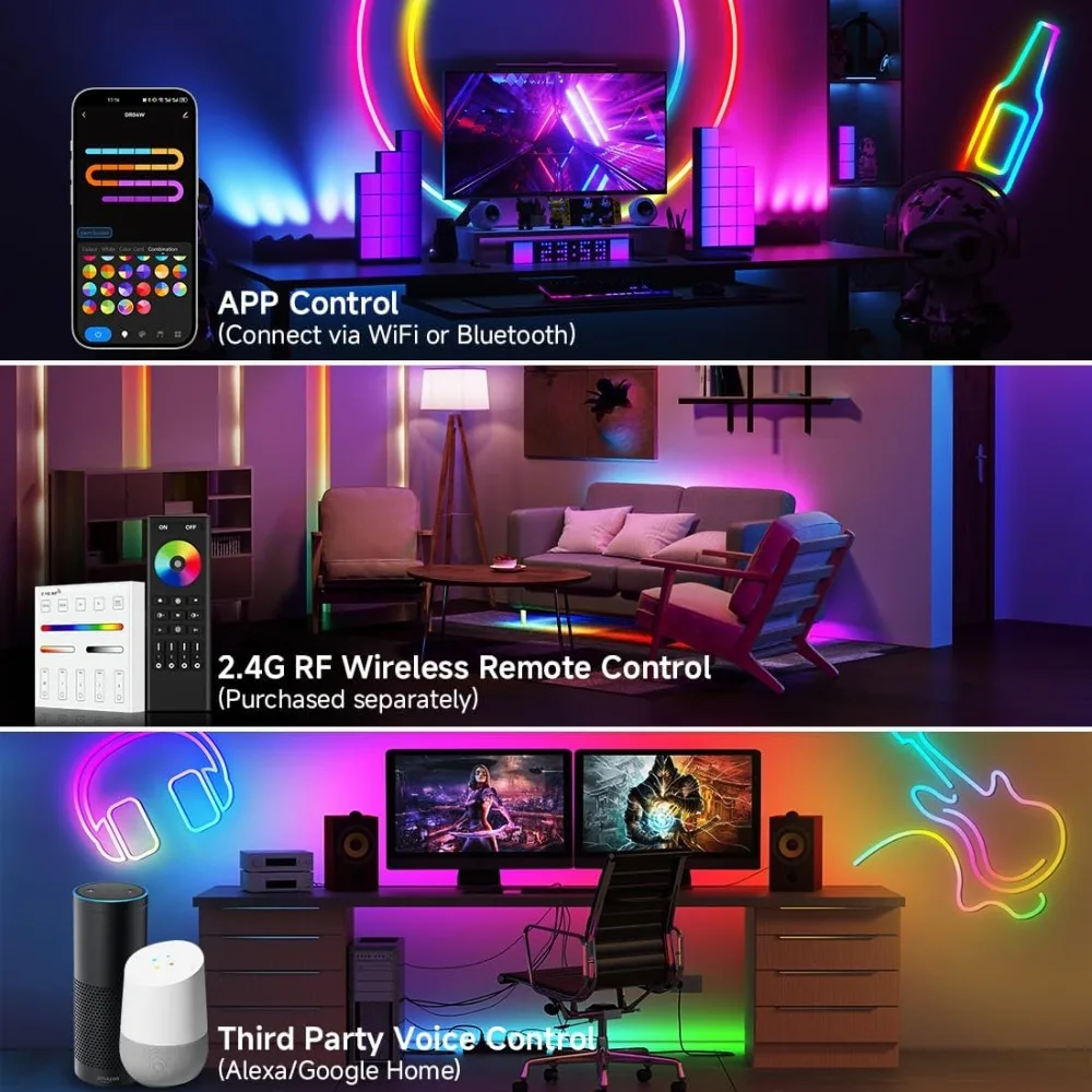 DC5V-24V Tuya WiFi Addressable LED Controller WS2811 WS2812B WS2814 SPI RGBWIC RGBIC LED Strip Dimmer Work Wth Google Home Alexa
