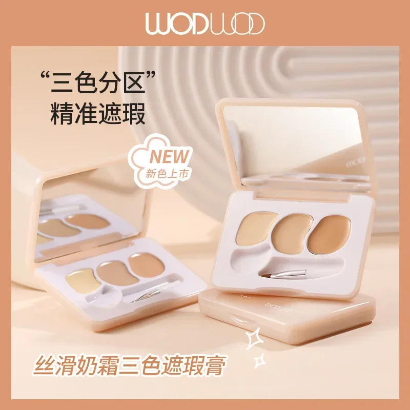 WODWOD 3-color concealer covers spots, acne marks, dark circles and tear troughs with creamy and moisturizing texture