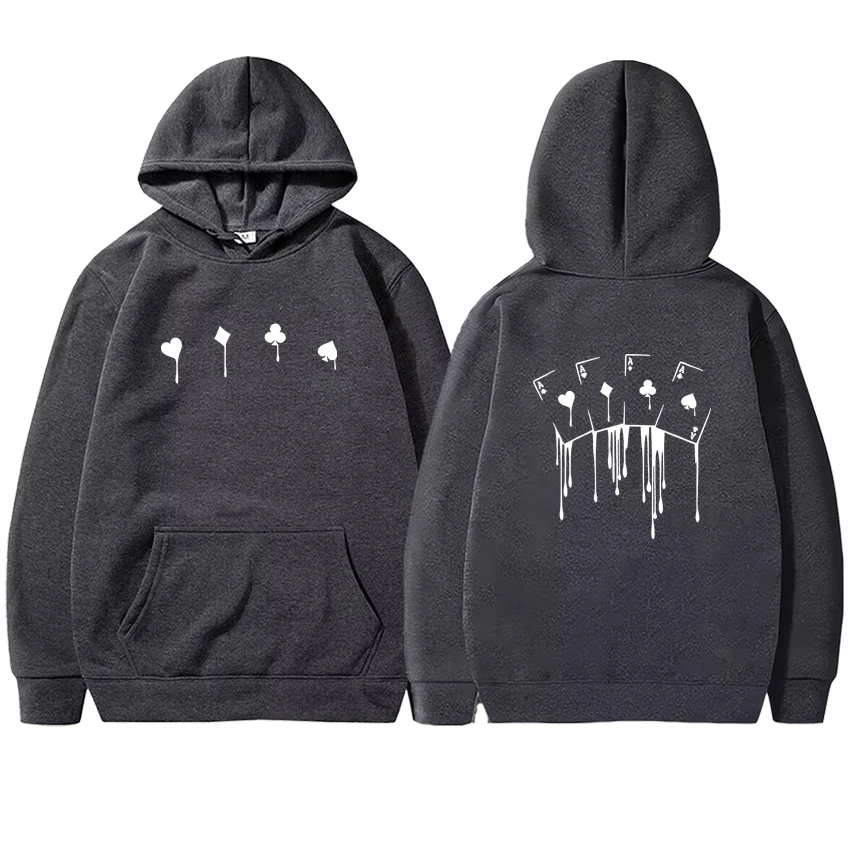 2025 Funny Playing Cards Double Sided Print Sweatshirt Autumn Winter Fleece Hoodie Men Women Long sleeve Pullover Unisex Y2K Top