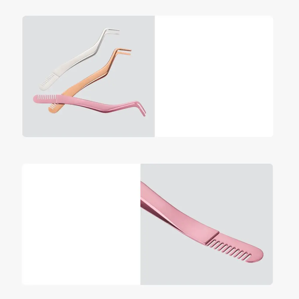 ขนตาปลอม Eyelash grafting สแตนเลส Lashes Nipper Eyebrow Pinch แหนบคิ้ว แหนบขนตาพร้อมหวี
