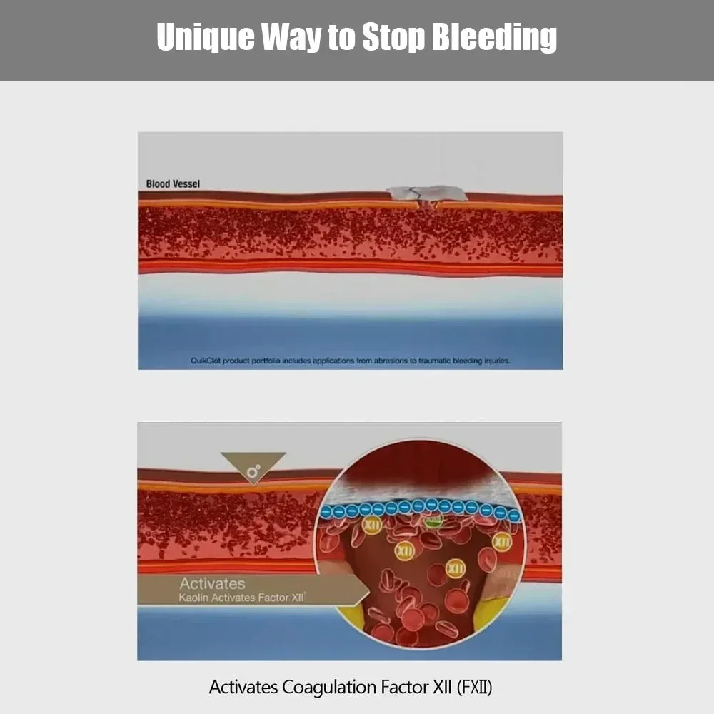 Tactical Kaolin Hemostatic Compressed Gauze Emergency Binding Fixed Bandage Outdoor First Aid Kit Bleeding Wound Dressing