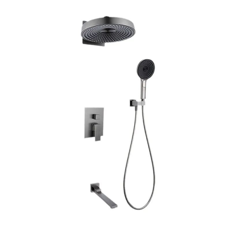 Ensemble de douche encastré haut de gamme multifonctionnel avec jet de pluie, en laiton poli, pour salle de bain, eau chaude et froide