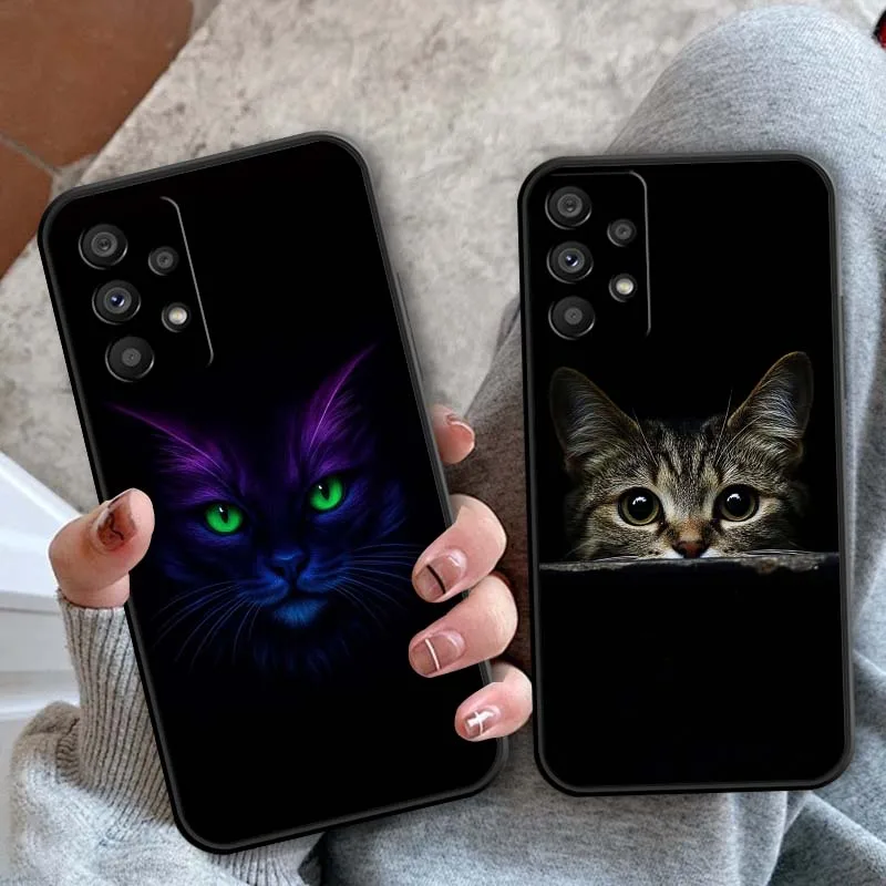 شعبية الفن القط الباندا الأسد الكلب قضية الهاتف لسامسونج A42 A41 A35 A34 A33 A32 A25 A24 A23 A21s A04 A03 نوت 20 الترا 5G الأسود #4