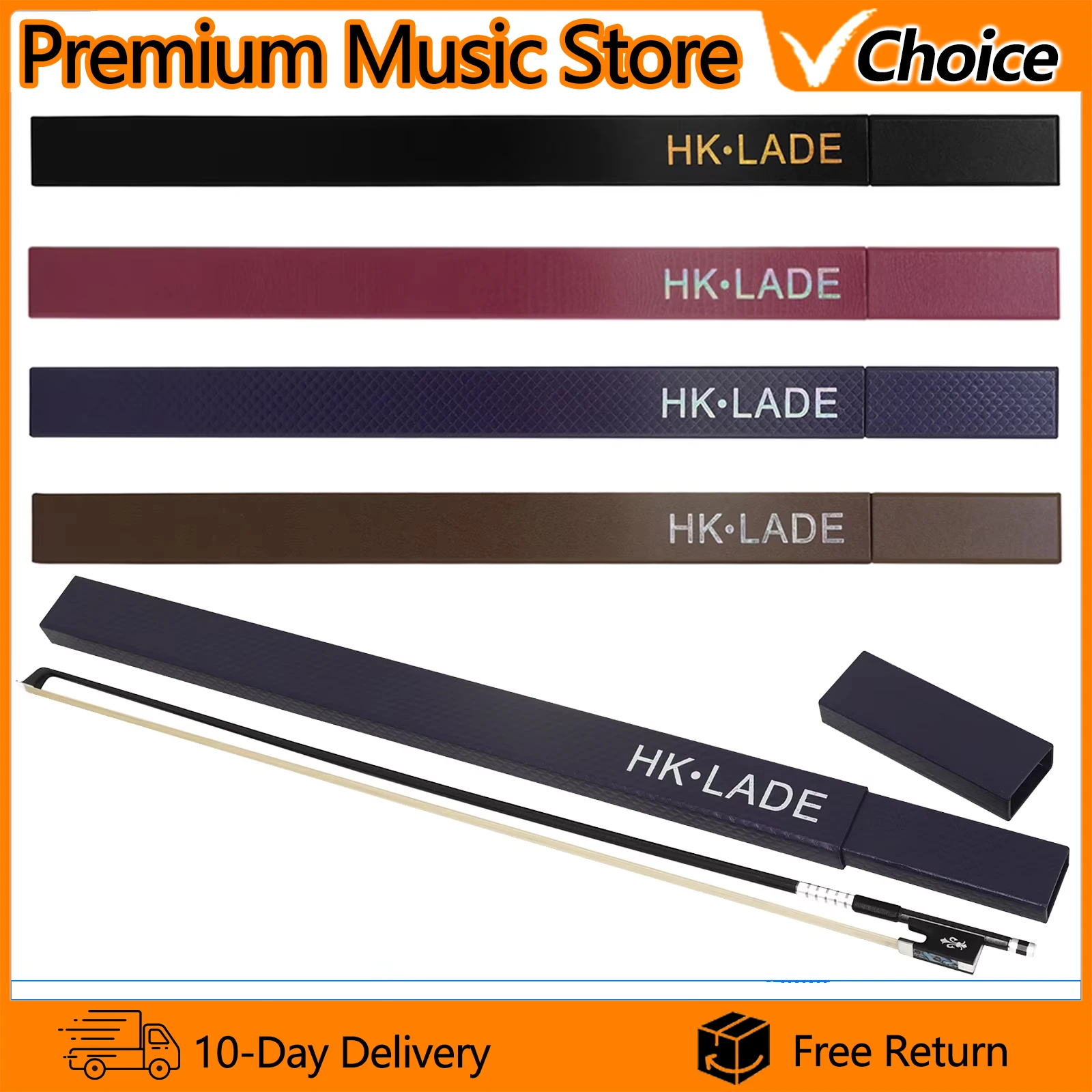 HK.LADE LN200 Violin Bow Case Box Universal Viola Bow Hard Shell Protective Carrier Black Coffee Red Blue For Fiddle Bow Storage