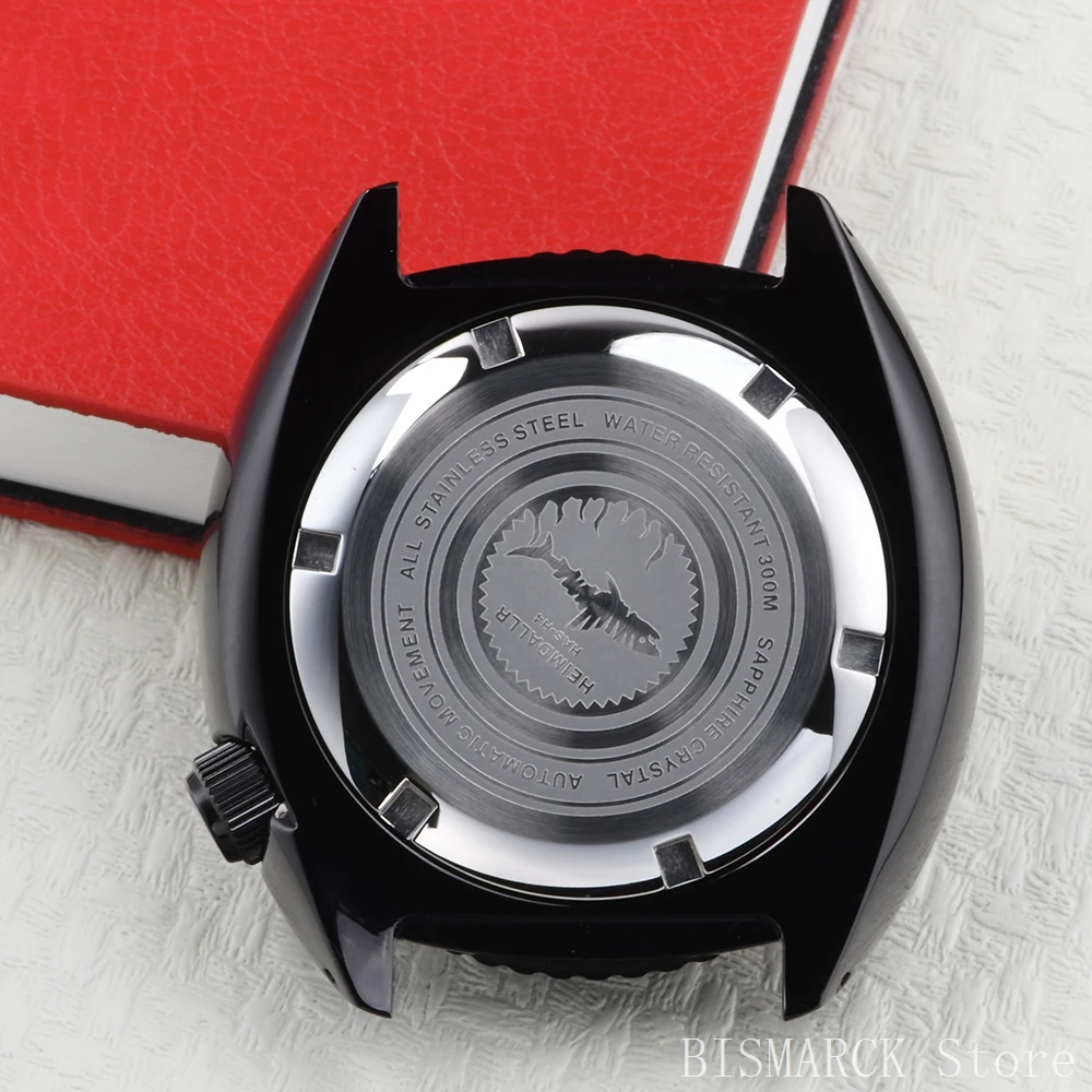 HEIMDALLR 4 o'clock Crown Small 6105 Black Case Suitable for NH35/36 Movement Gold Teeth Set 20BAR Waterproof