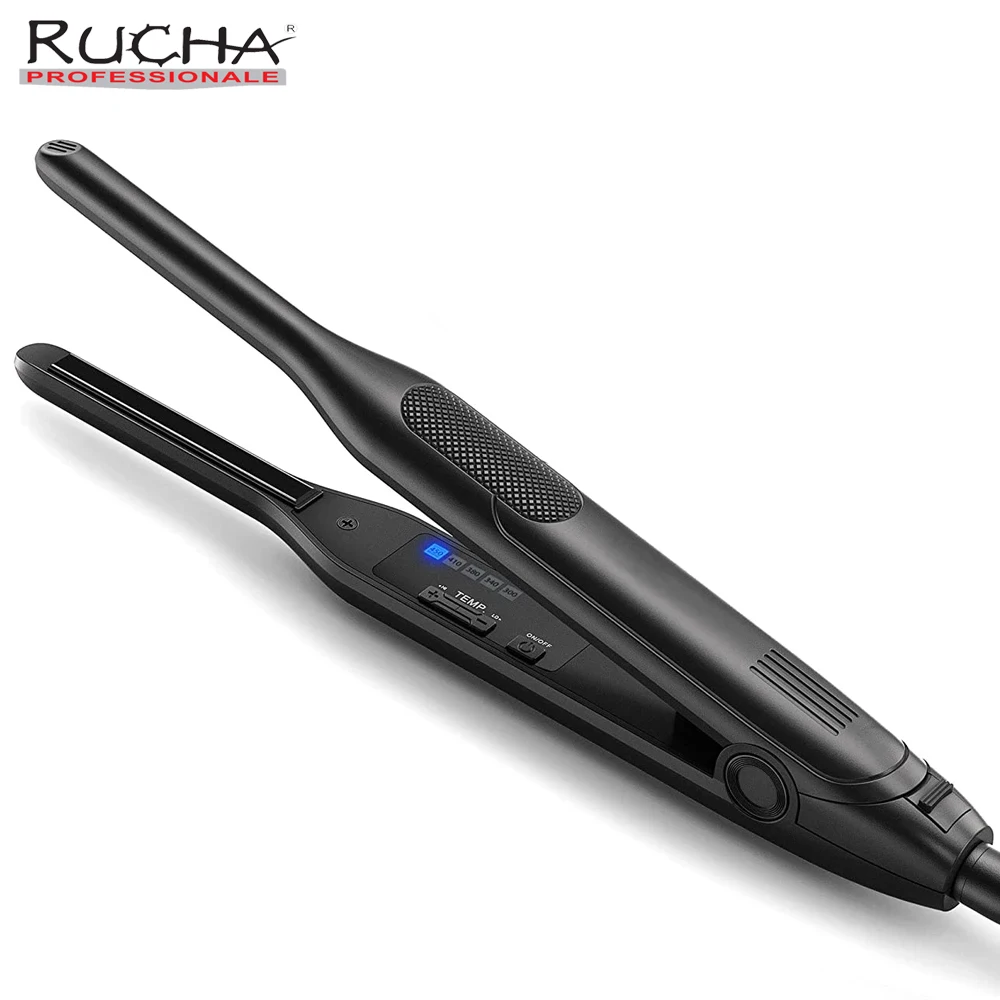 Small Hair Curler For Short Hair Thin Plate Pencil Flat Iron 450°F Professional Salon Curling Iron Dual Voltage Portable