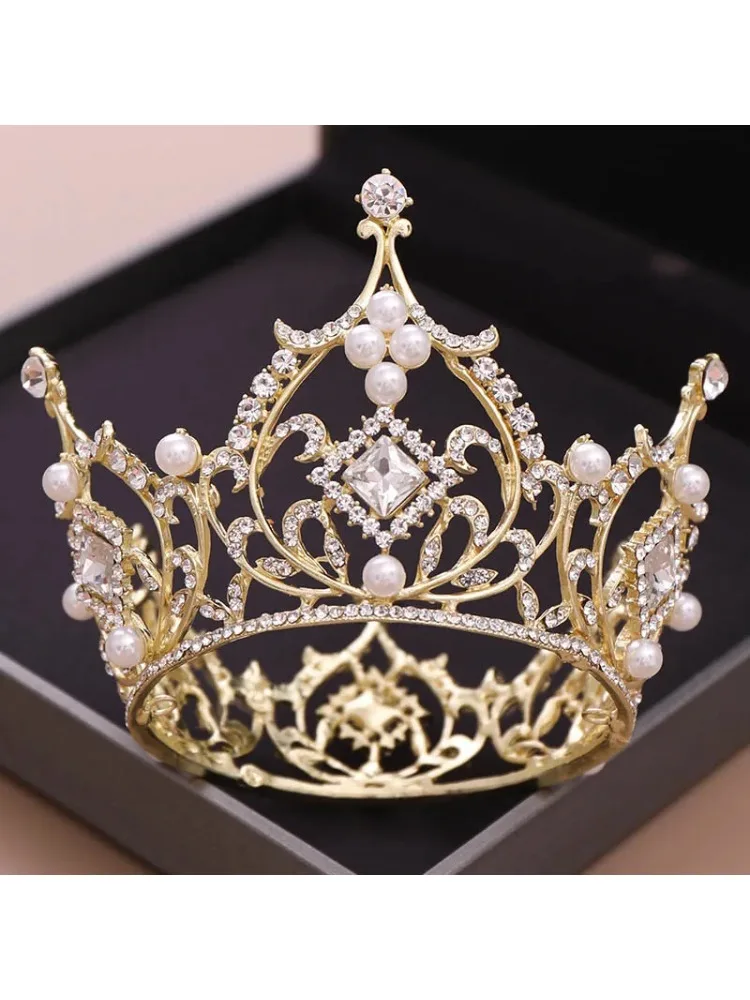 * Moda de lujo, gran círculo completo, diamantes de imitación, Tiara de princesa reina y corona, tocado de novia, accesorios de joyas para el cabello de boda ML