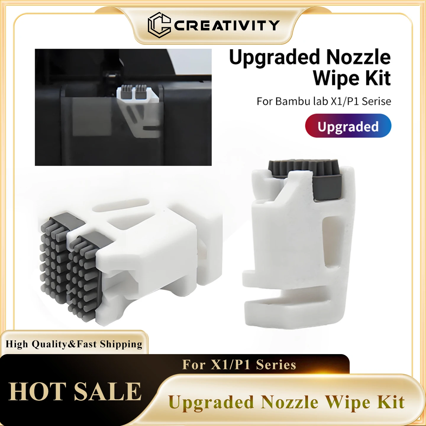 

For Bambu Lab Hotend Wiper P1P P1S X1 X1C Nozzles Wiper Silicone Brush Mounted Scrubbers Print Head Cleaner Printer Head Wiping