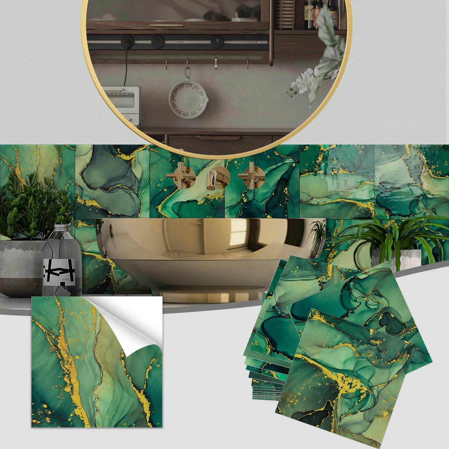 

Self-Adhesive PVC Wall Stickers Marble Pattern Waterproof Scratch-Resistant for Kitchen Bathroom 15x15/20x20/30x30cm