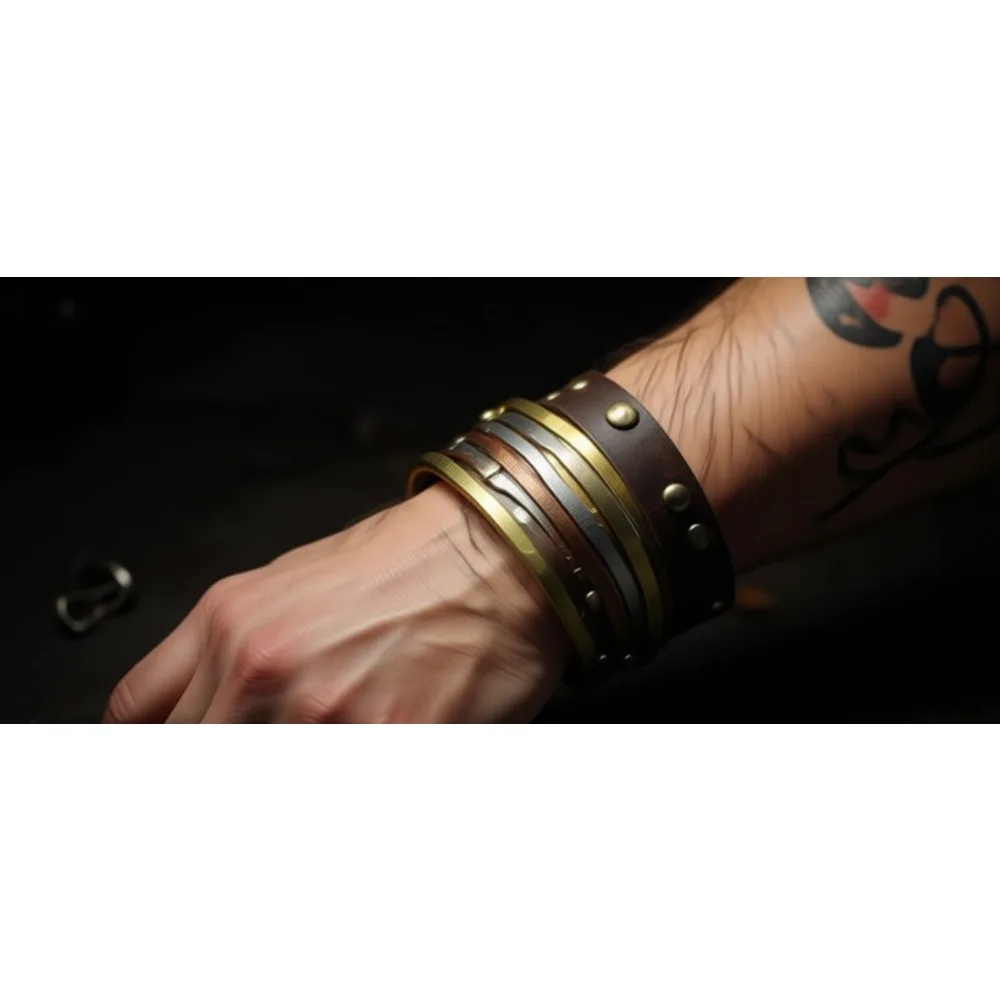 

Модный браслет-манжета из смешанного металла с эффектом ковки