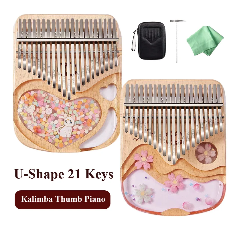 17/21 Key Kalimba Transparent Thumb Piano Resin Wood Mbira Keyboard Musical Instrument Crystal Kalimba Piano Gifts For Beginner