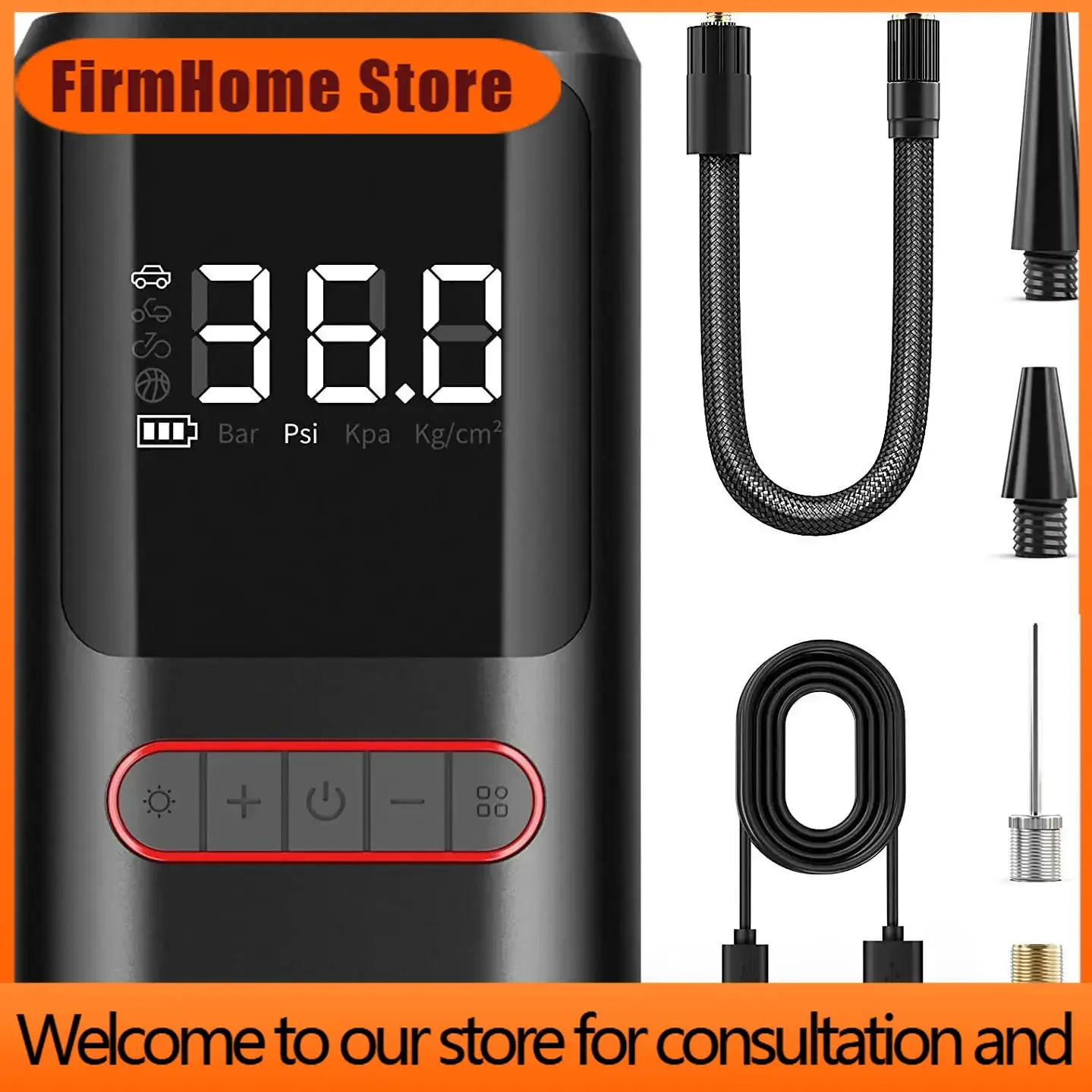 FirmHome Store#c Automatic Charging Electric Mini Digital Wireless Portable Cordless Tire Inflator Automotive Air Pump Compresso
