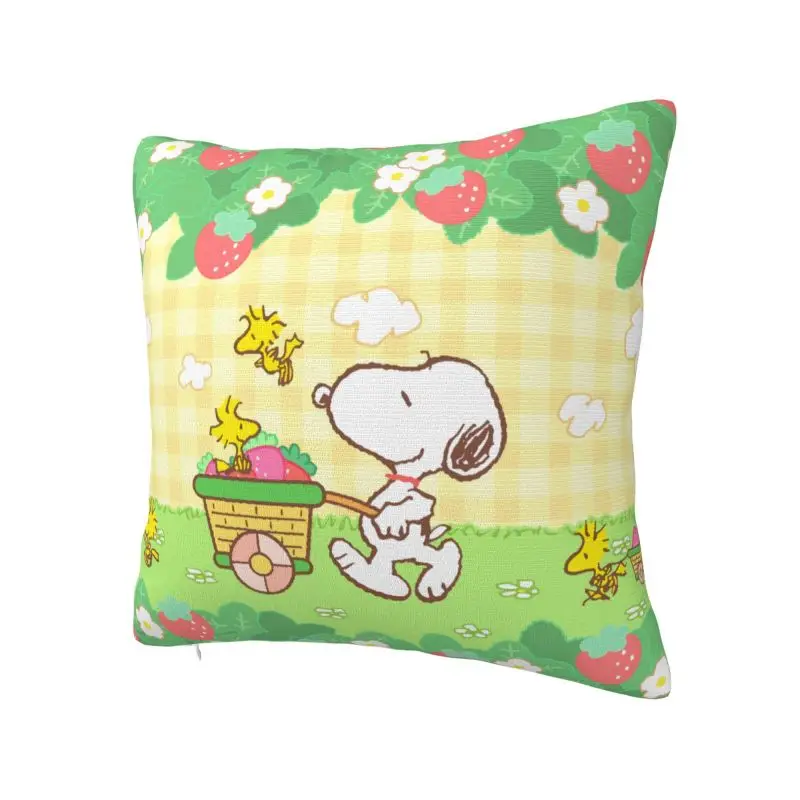 Custom Cartoon Snoopy Cushion Cover 45x45 Cm Soft Polyester Throw Pillow Case For Sofa Car SeatLiving Room Decoration Pillowcase