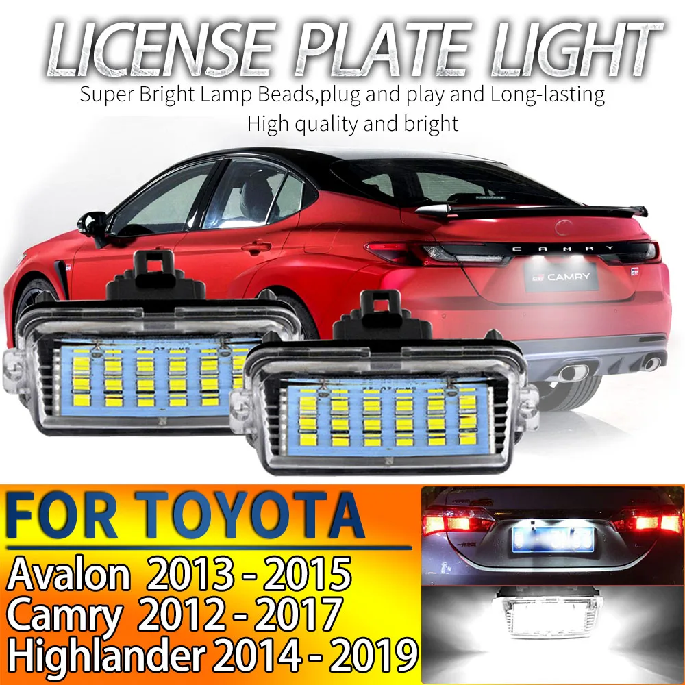 2Pcs Car Led Number License Plate Lights Assembly Rear License Plate Lamp For Toyota Avalon 2013-2015 Camry 2012-2017 Highlander