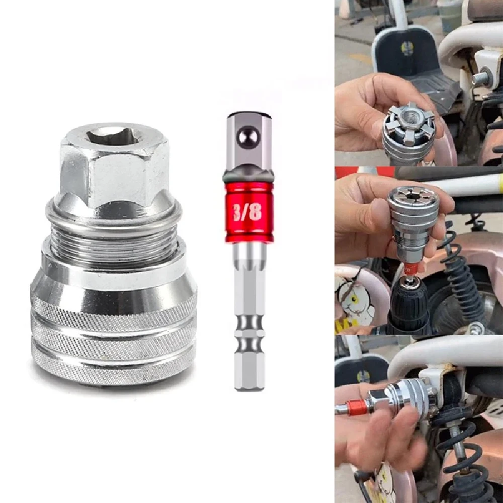 Universeller elektrischer Schraubenschlüssel-Adapter, passend für Standard-3/8-3/4'' 10 bis 19 mm Super-Steckschlüssel, multifunktionales Antriebswerkzeug – Detail 8