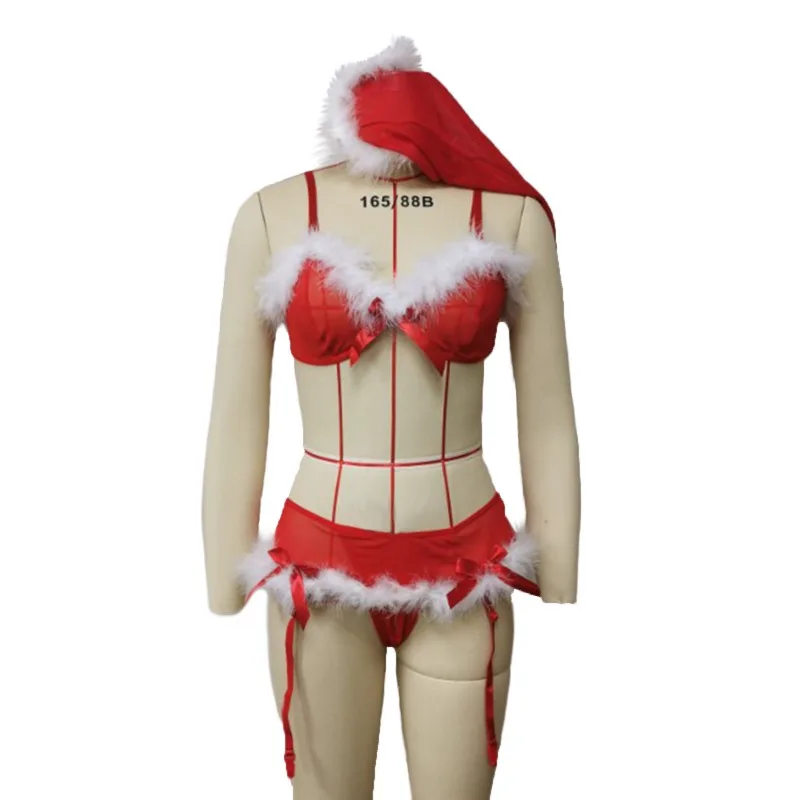 Frauen Weihnachten Unterwäsche Sexy Neujahr Party Set Rolle Spielen Uniform Verführerische Bh + Slip Ift für Frau Winter Erotische Dessous