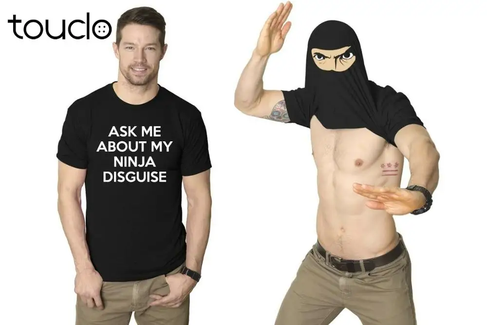 New Mens Ask Me About My Ninja Disguise Flip T Shirt Funny Costume Graphic Humor Tee Unisex S-5Xl Xs-5Xl Custom Gift