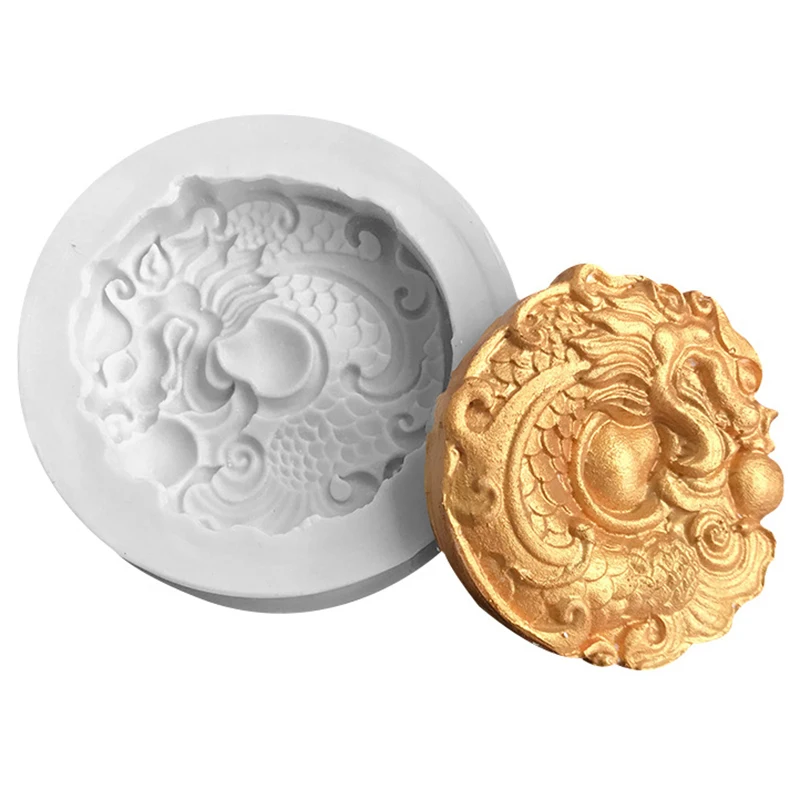 3D Dragon Relief Pattern Silicone Mold Fondant Candle Resin Aroma Stone Ornaments Mould foremka do mydła do dekoracji ciast Cupcake