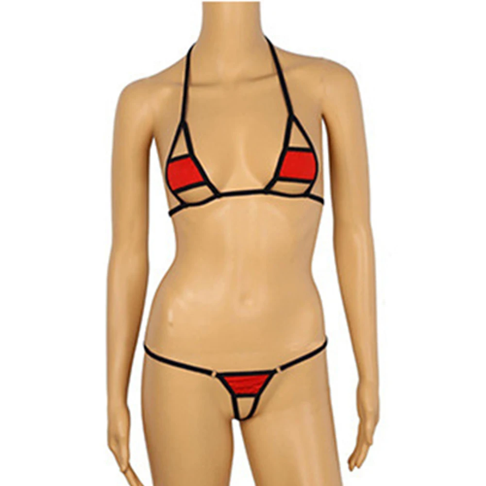 مثلث ميني بيكيني الأعلى تنفس ثونغ الجوف الغريبة المرأة مثير الملابس الداخلية صالة ملابس السباحة الاستحمام المرأة قطعتين ملابس السباحة #5