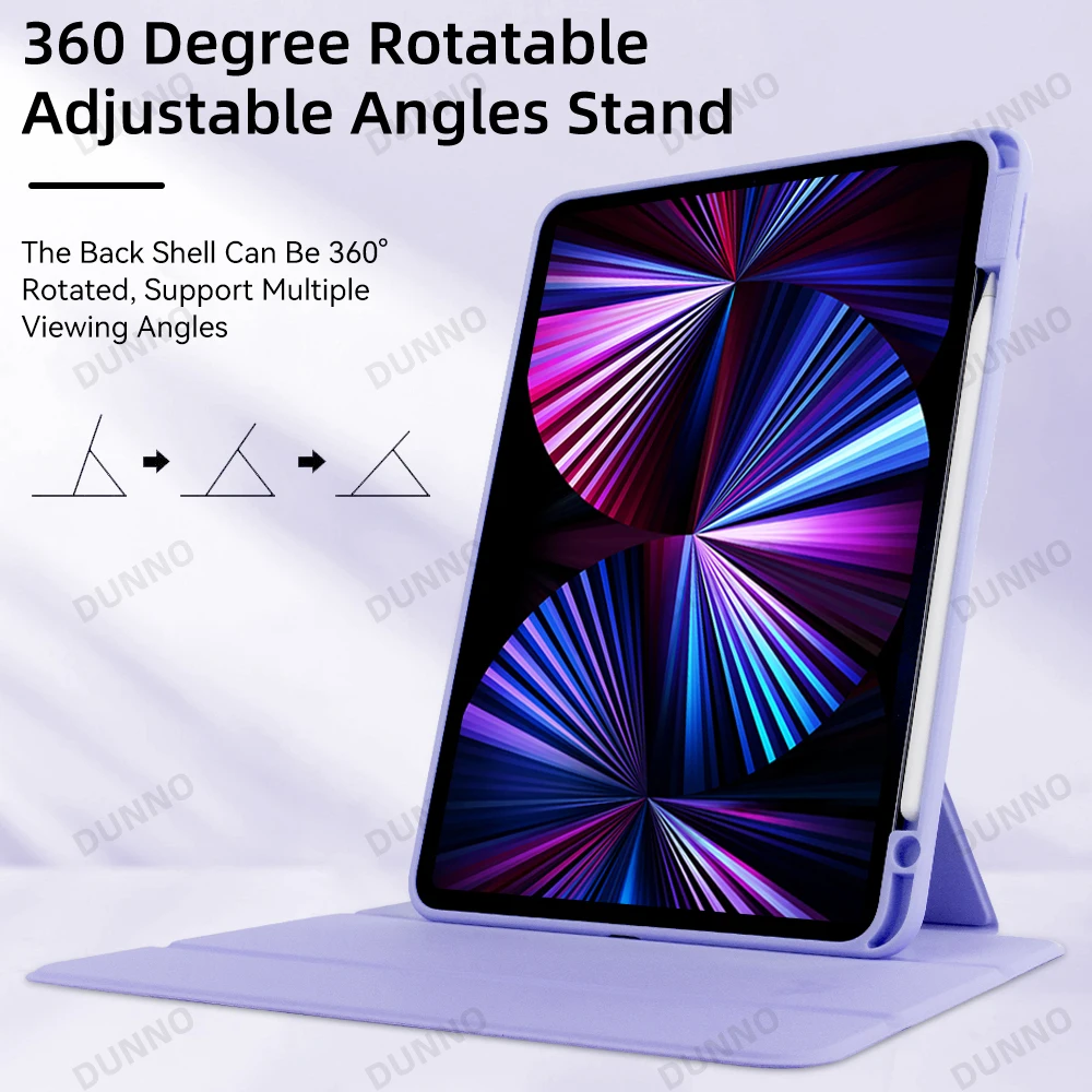 لباد 360 °   حافظة دوران لهاتف 2024 Air 11 13 M2 Pro 11 13 M4 Air 4 5 10.9 iPad 7/8/9/10th Generation Mini 6 حافظة تابلت
