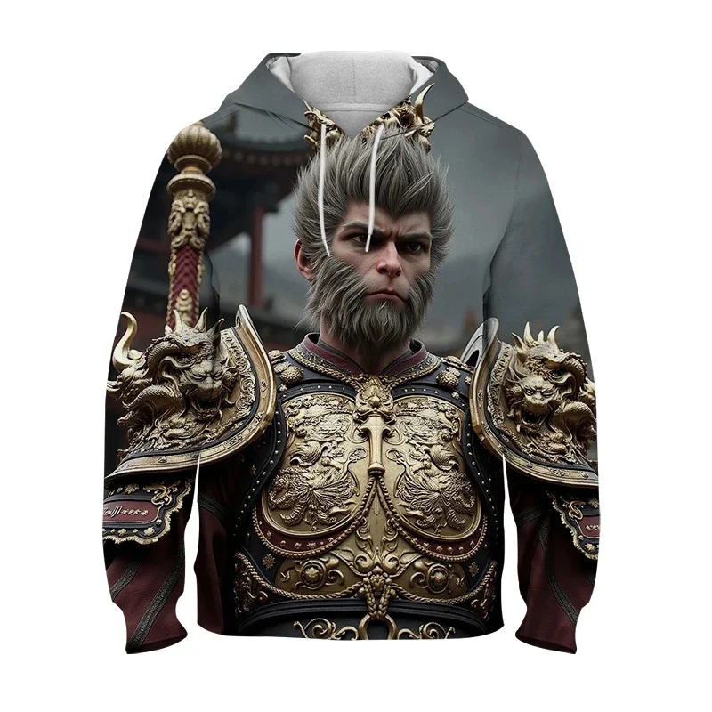 Black Myth wu kong 3D Printed Hooded Men's And Women's Casual Fashion Pullover Cartoon Long Sleeved Loose Hooded Sweatshirt