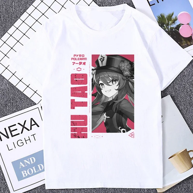 Hu Tao Shenhe Waifu Genshin Impact Graphic Printed Otaku T-shirt Hot Game Harajuku ACG Fans T Shirt Streetwear Hipster Man Tees